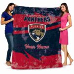 customized florida panthers grunge streaks red blanket best selling