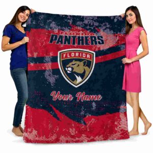 customized florida panthers grunge streaks red blanket fashion forward