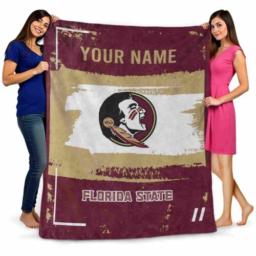 customized florida state seminoles paint strokes garnet white blanket fashion forward