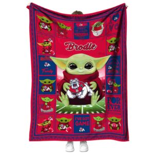customized fresno state bulldogs baby yoda red blanket best selling