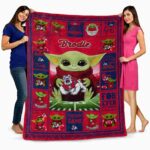 customized fresno state bulldogs baby yoda red blanket best selling