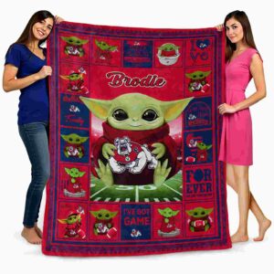 customized fresno state bulldogs baby yoda red blanket fashion forward