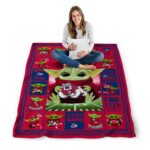 customized fresno state bulldogs baby yoda red blanket best selling
