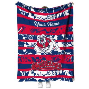 customized fresno state bulldogs floral stripes red white blanket best selling