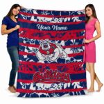 customized fresno state bulldogs floral stripes red white blanket best selling