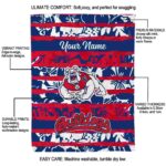 customized fresno state bulldogs floral stripes red white blanket best selling