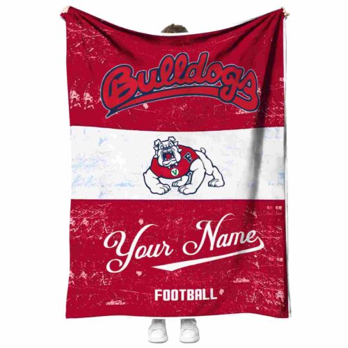 customized fresno state bulldogs grunge texture red white blanket best selling