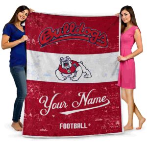 customized fresno state bulldogs grunge texture red white blanket fashion forward