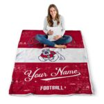 customized fresno state bulldogs grunge texture red white blanket high quality