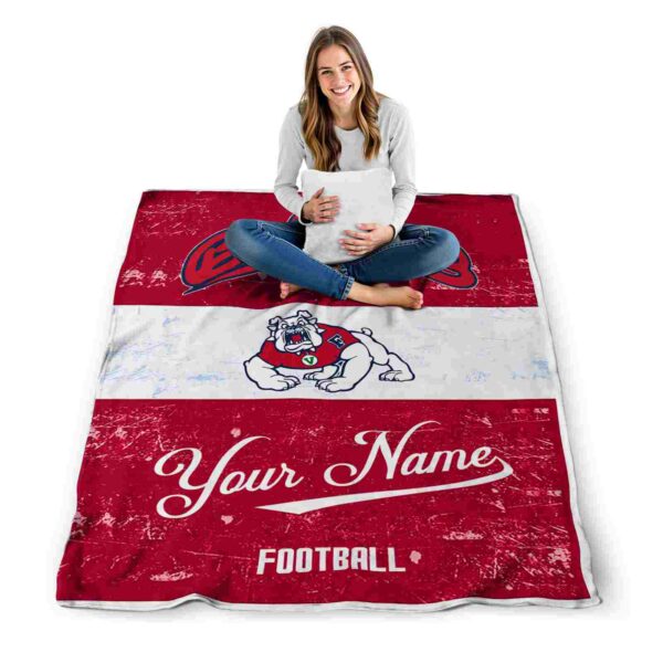 customized fresno state bulldogs grunge texture red white blanket high quality