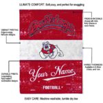 customized fresno state bulldogs grunge texture red white blanket new arrival