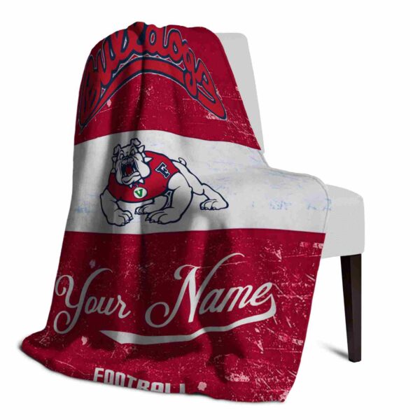 customized fresno state bulldogs grunge texture red white blanket top rated