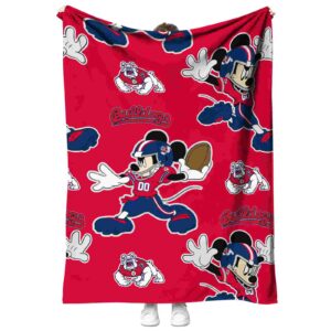 customized fresno state bulldogs mickey red blanket best selling