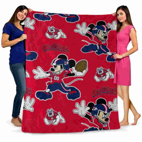 customized fresno state bulldogs mickey red blanket fashion forward