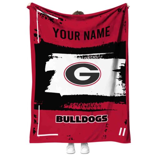 customized georgia bulldogs paint strokes red white blanket best selling