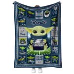 customized georgia southern eagles baby yoda blue blanket best selling