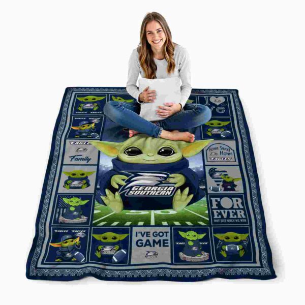 customized georgia southern eagles baby yoda blue blanket high quality