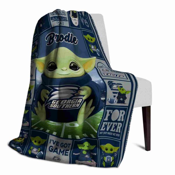 customized georgia southern eagles baby yoda blue blanket top rated