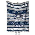 customized georgia southern eagles floral stripes blue white blanket best selling