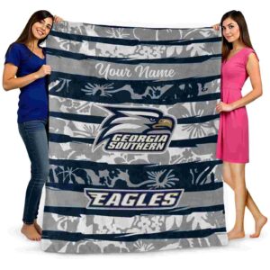 customized georgia southern eagles floral stripes blue white blanket fashion forward