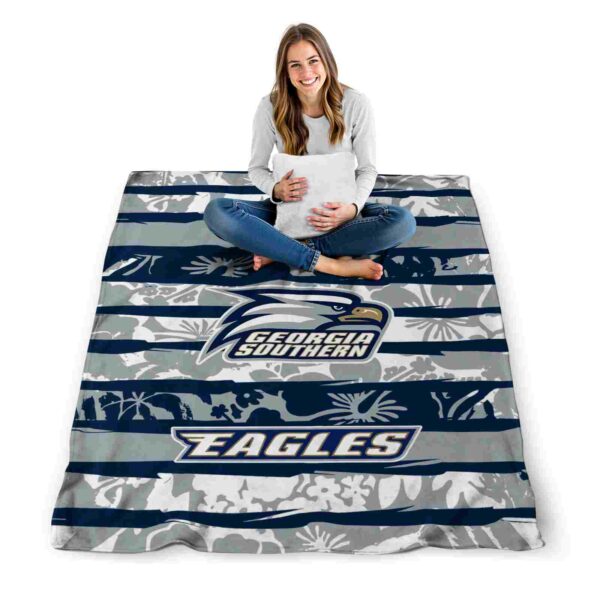 customized georgia southern eagles floral stripes blue white blanket high quality