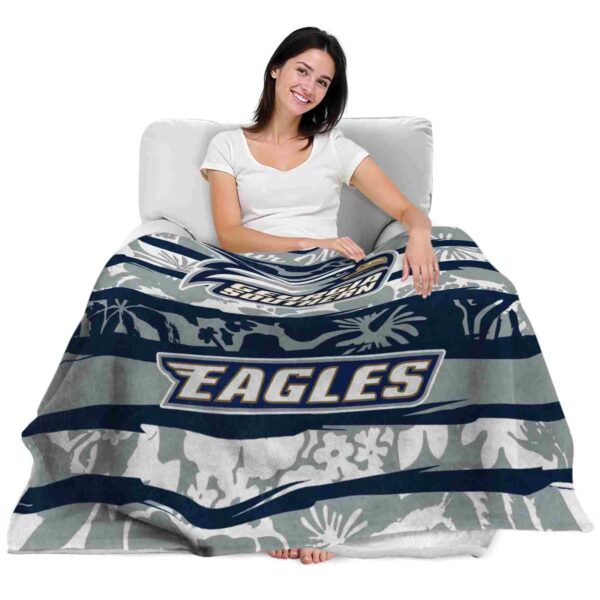 customized georgia southern eagles floral stripes blue white blanket latest model