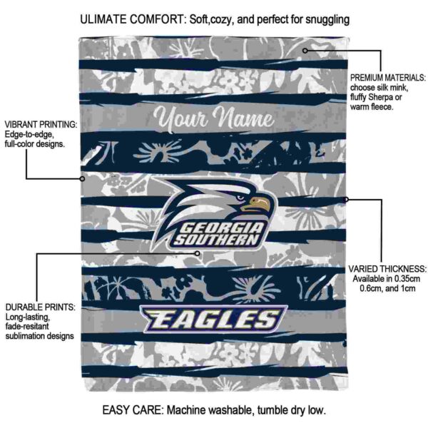 customized georgia southern eagles floral stripes blue white blanket new arrival