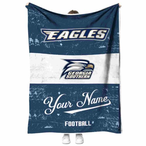 customized georgia southern eagles grunge texture blue white blanket best selling