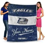 customized georgia southern eagles grunge texture blue white blanket best selling