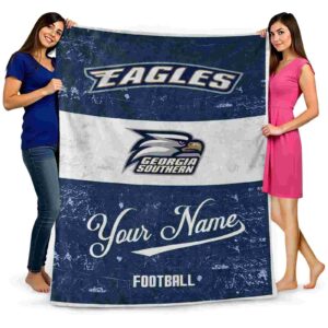 customized georgia southern eagles grunge texture blue white blanket fashion forward