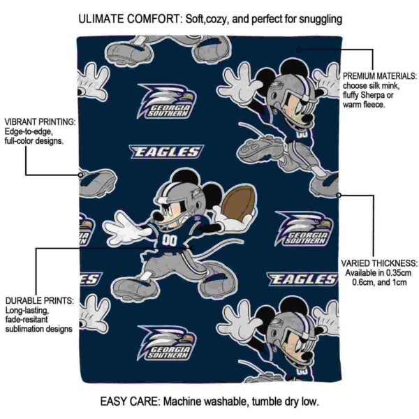 customized georgia southern eagles mickey blue blanket new arrival