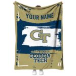 customized georgia tech yellow jackets paint strokes gold white blanket best selling