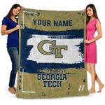 customized georgia tech yellow jackets paint strokes gold white blanket best selling