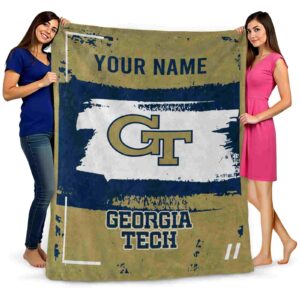 customized georgia tech yellow jackets paint strokes gold white blanket fashion forward
