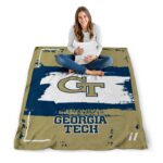 customized georgia tech yellow jackets paint strokes gold white blanket best selling