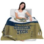 customized georgia tech yellow jackets paint strokes gold white blanket best selling
