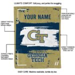 customized georgia tech yellow jackets paint strokes gold white blanket best selling