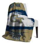 customized georgia tech yellow jackets paint strokes gold white blanket best selling