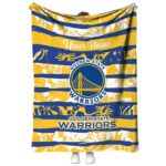 customized golden state warriors floral stripes blue white blanket best selling