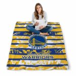 customized golden state warriors floral stripes blue white blanket best selling