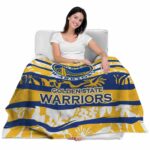 customized golden state warriors floral stripes blue white blanket best selling