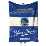 customized golden state warriors grunge texture blue white blanket best selling
