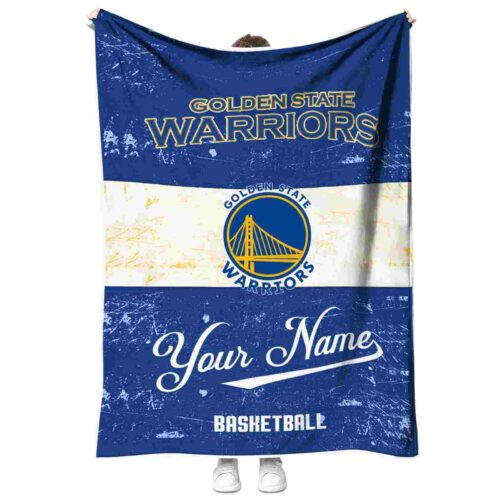 customized golden state warriors grunge texture blue white blanket best selling