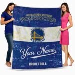 customized golden state warriors grunge texture blue white blanket best selling