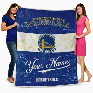customized golden state warriors grunge texture blue white blanket fashion forward