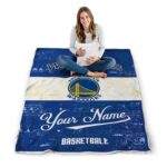 customized golden state warriors grunge texture blue white blanket best selling