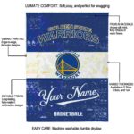 customized golden state warriors grunge texture blue white blanket best selling