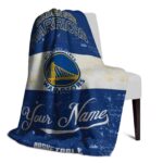 customized golden state warriors grunge texture blue white blanket best selling