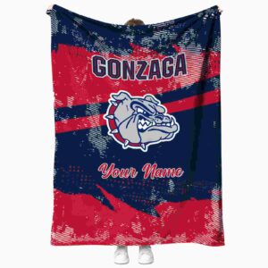 customized gonzaga bulldogs grunge streaks blue blanket best selling