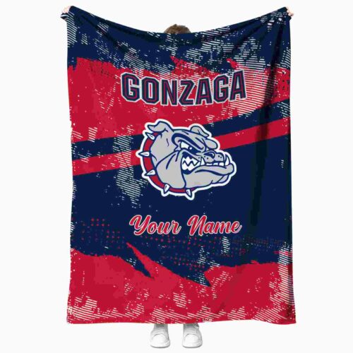customized gonzaga bulldogs grunge streaks blue blanket best selling
